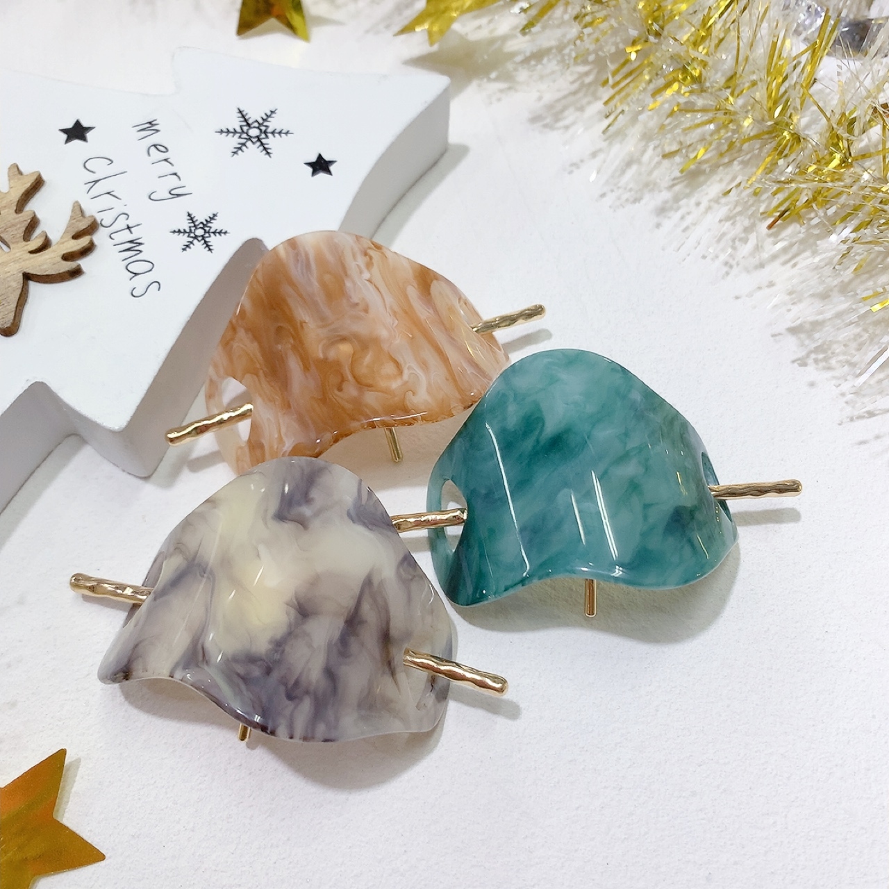 大理紋仿髮簪髮圈扣