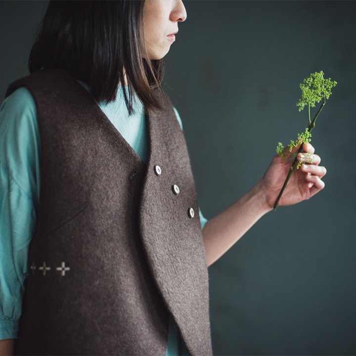 犛牛絨背心｜手工毛氈－棕色女版｜中國藏區
