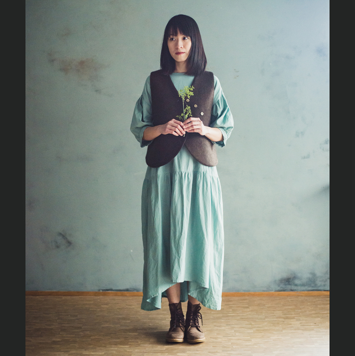 犛牛絨背心｜手工毛氈－棕色女版｜中國藏區