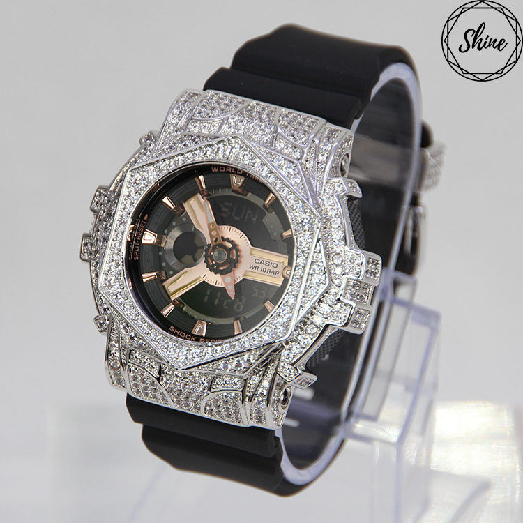 銀色 改裝手錶 BA-110RG-1A - 玫瑰