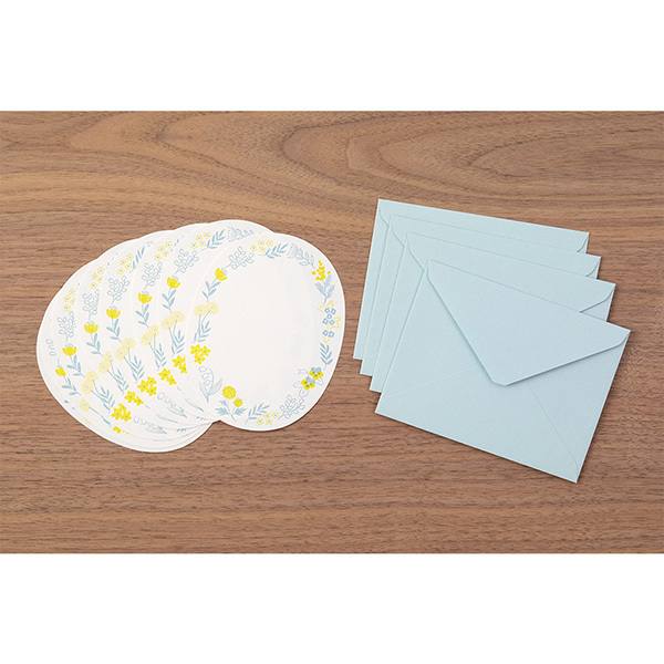 MIDORI 活版印刷信紙組 花圈藍