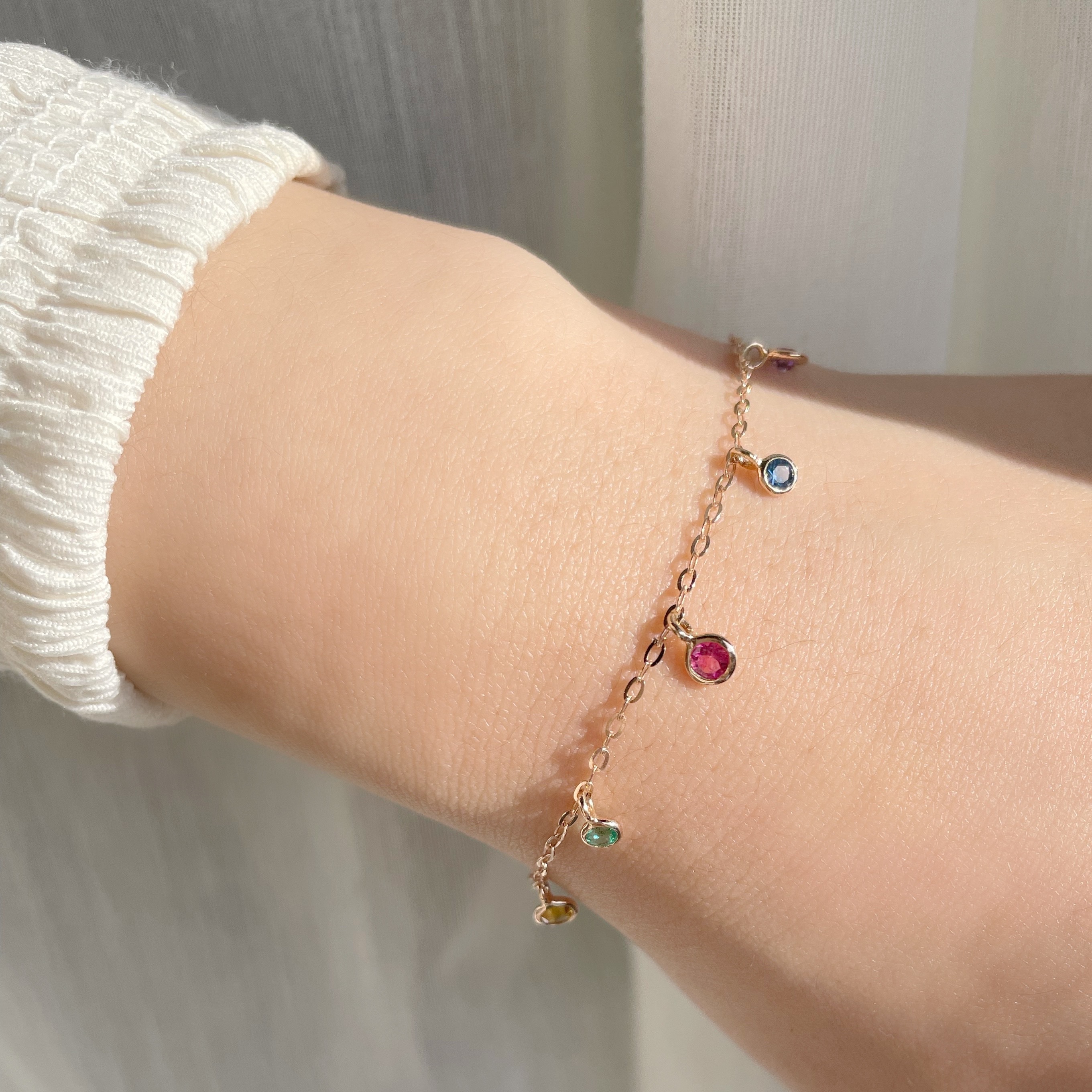 14K Bubble Bell彩寶手鏈