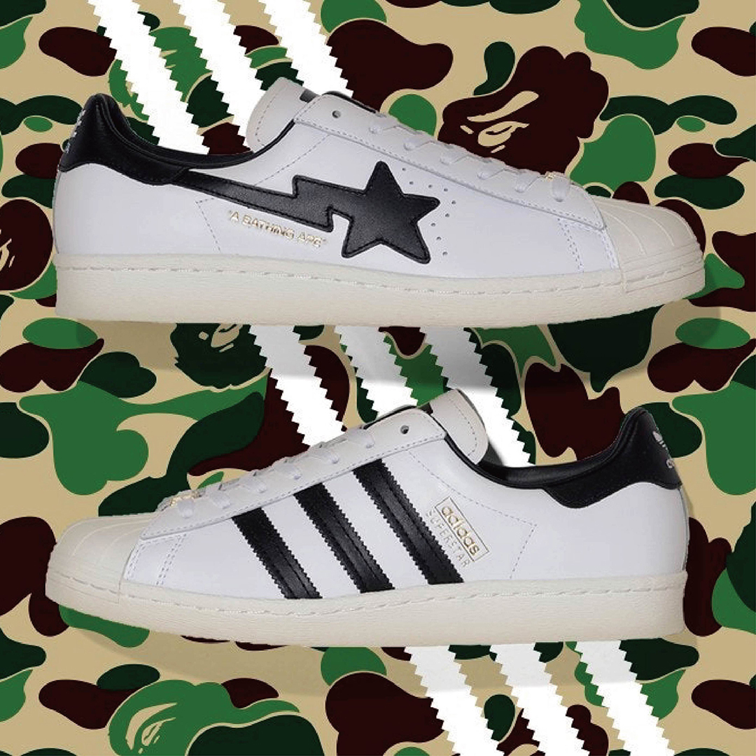 【 adidas SUPERSTAR 80S x Bape 限定聯名鞋款- 白】