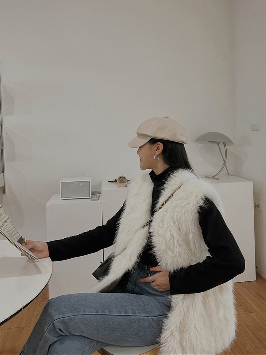 正韓-闆娘私人推薦貴婦毛毛雙面穿馬甲背心*3色