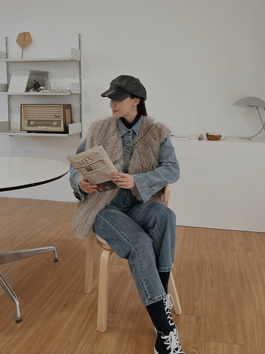 正韓-闆娘私人推薦貴婦毛毛雙面穿馬甲背心*3色