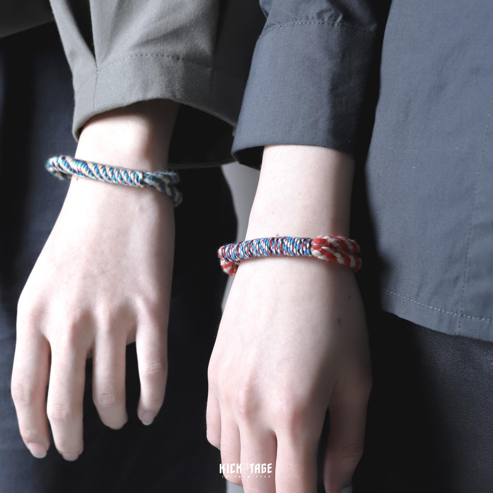 #KEEP Braided bracelet 湖水綠 珊瑚紅 紅藍撞色 編織 手鍊 烤漆登山扣 20CM【HD0005】