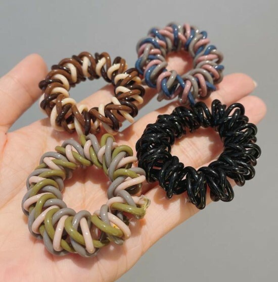 新款韓國電話線神奇魔髮圈 | 三股纏繞 | 馬尾丸子頭 | 螺旋髮繩 | 一套四條 (逢星期日截單後7-14個工作天發貨)