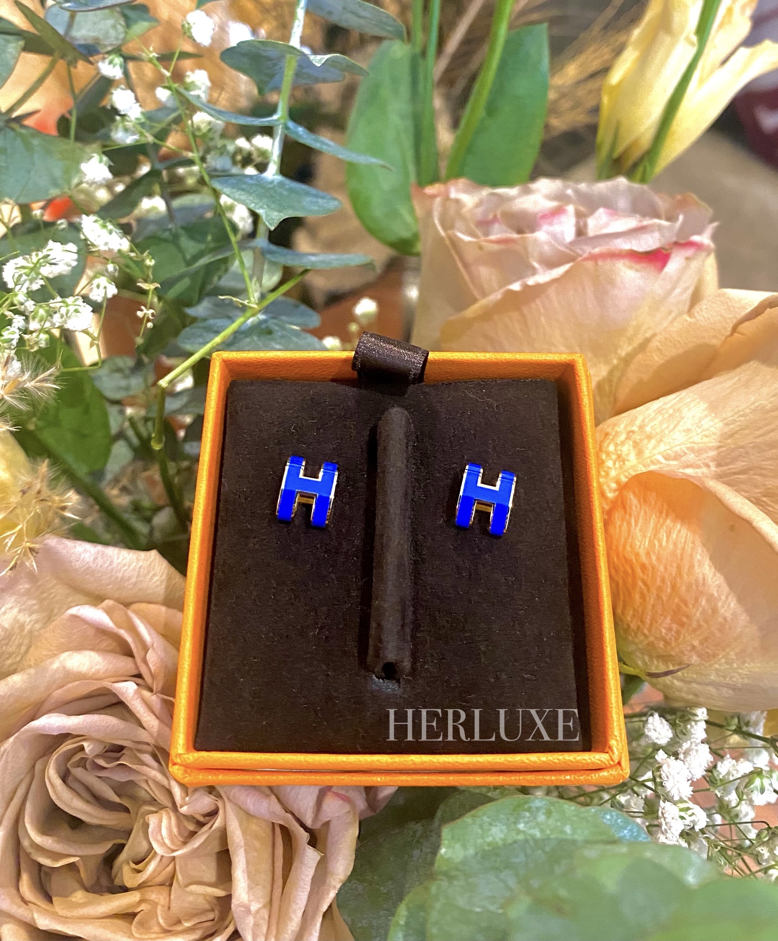 Mini pop H earrings O8 bleu royal CD