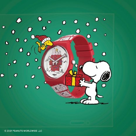 【Swatch】CHOMP! 史努比聖誕特別款 SO29Z109 41mm 現代鐘錶