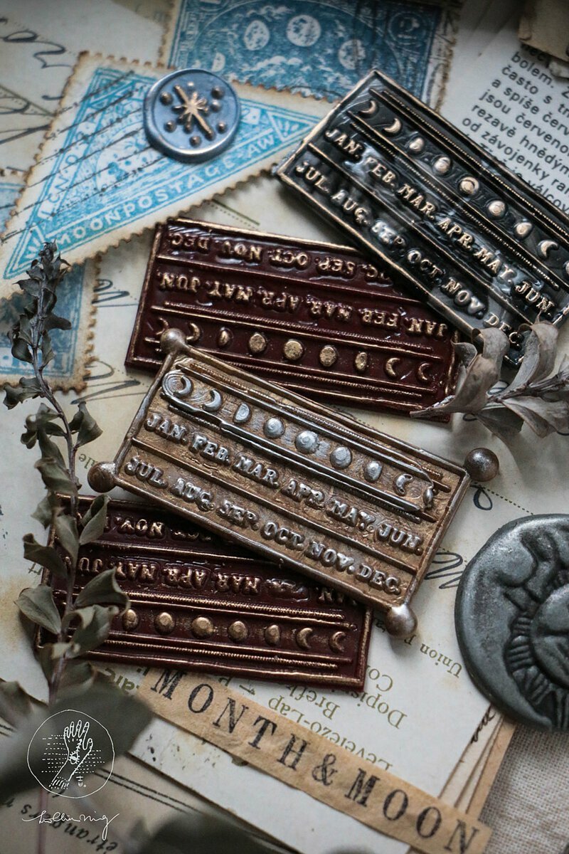 吉 封蠟印章組 - 兩種月（4.5cm）