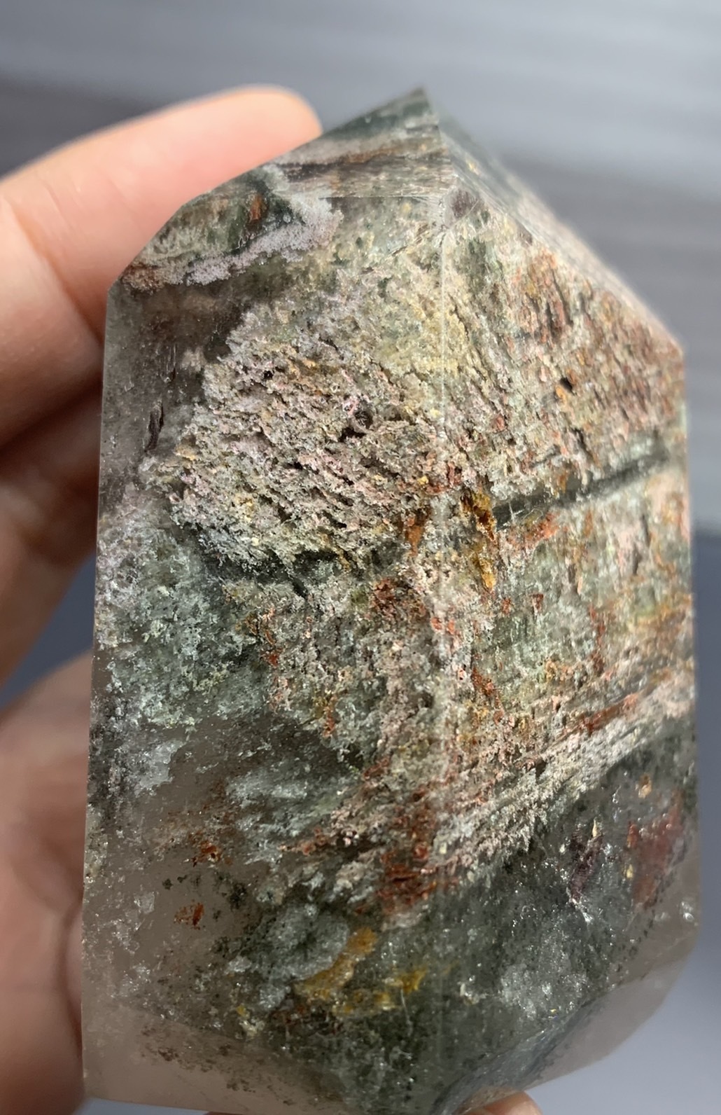 天然彩幽晶柱01丨事業大推手丨紅綠雙彩