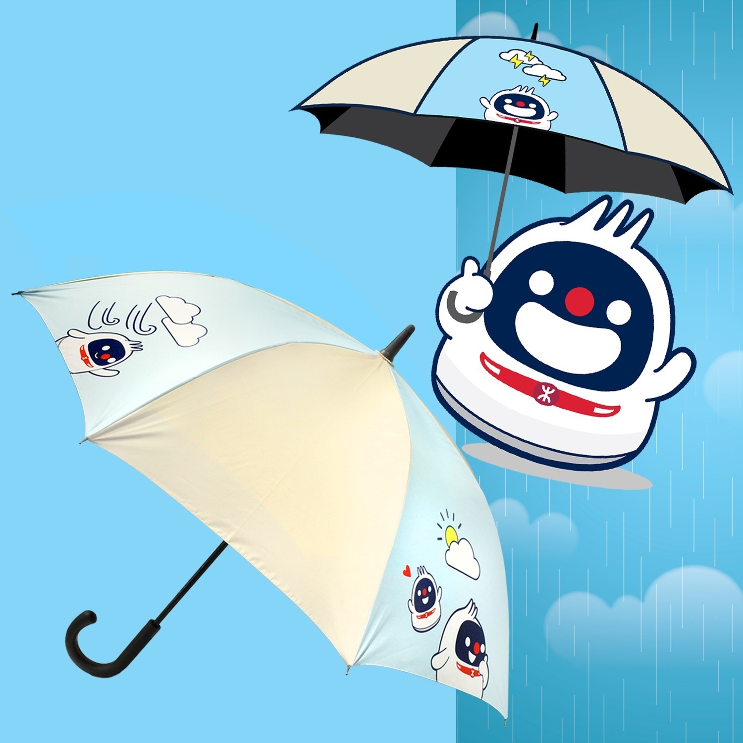 鐵仔長遮 | 防UV 粉藍色 | 玻璃纖維骨架