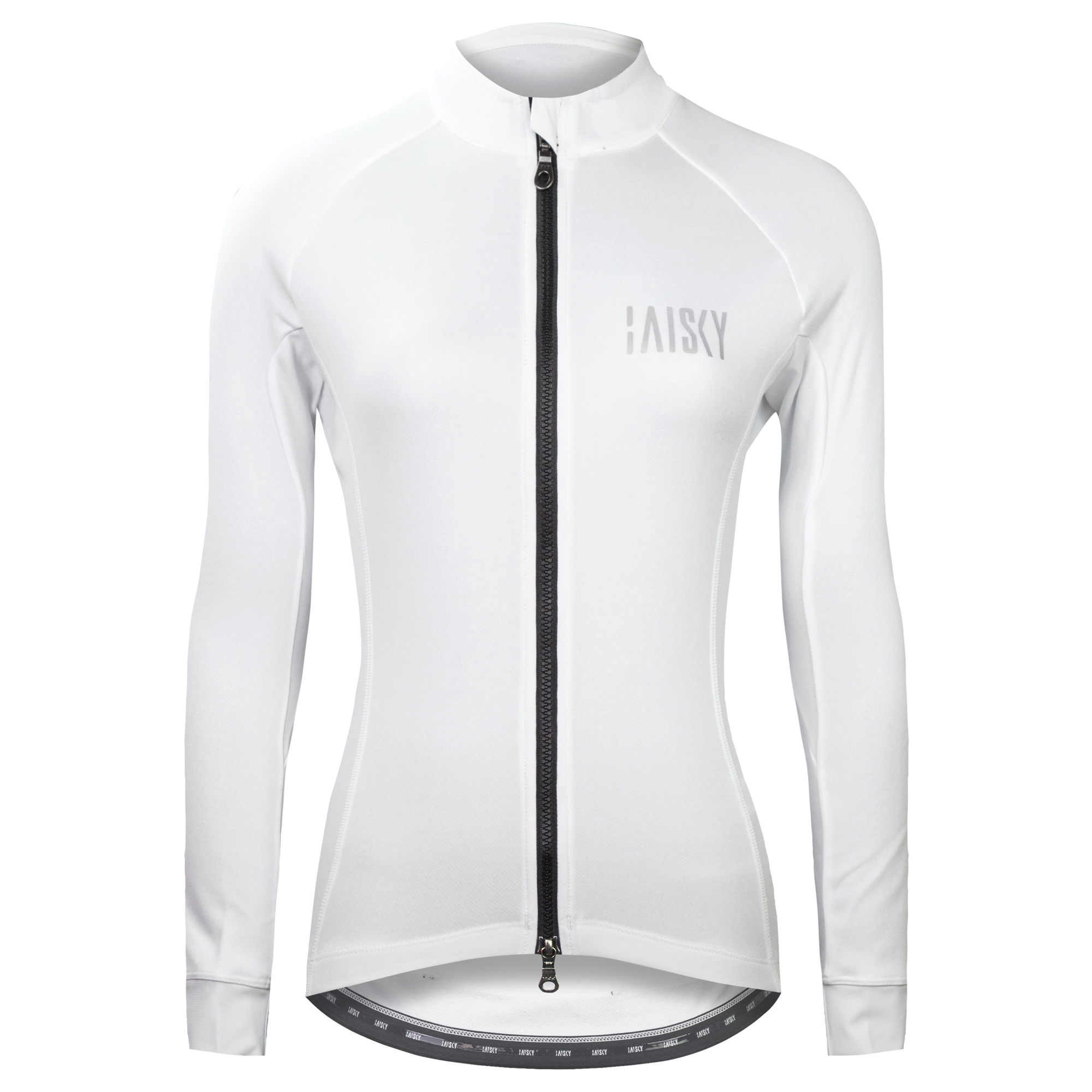 女款雙拉鍊抓絨長車衣 潔淨 白