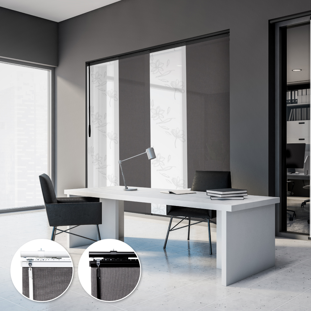 墨霧花影│雙色調光│60x4片│伸縮片簾隔間簾│遮蔽寬度125-225cm│遮蔽高度240cm