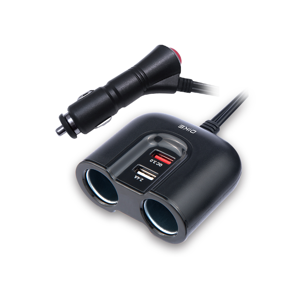 DAC221 QC3.0雙用USB+點菸器車用帶線式擴充座