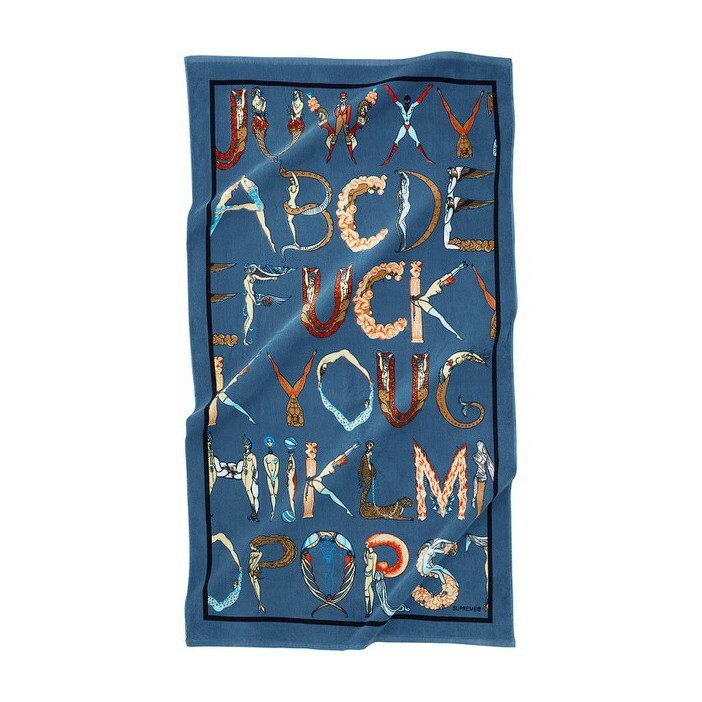 -(C0i)-SUPREME ALPHABET BEACH TOWEL 滿版 海灘巾 黑/藍