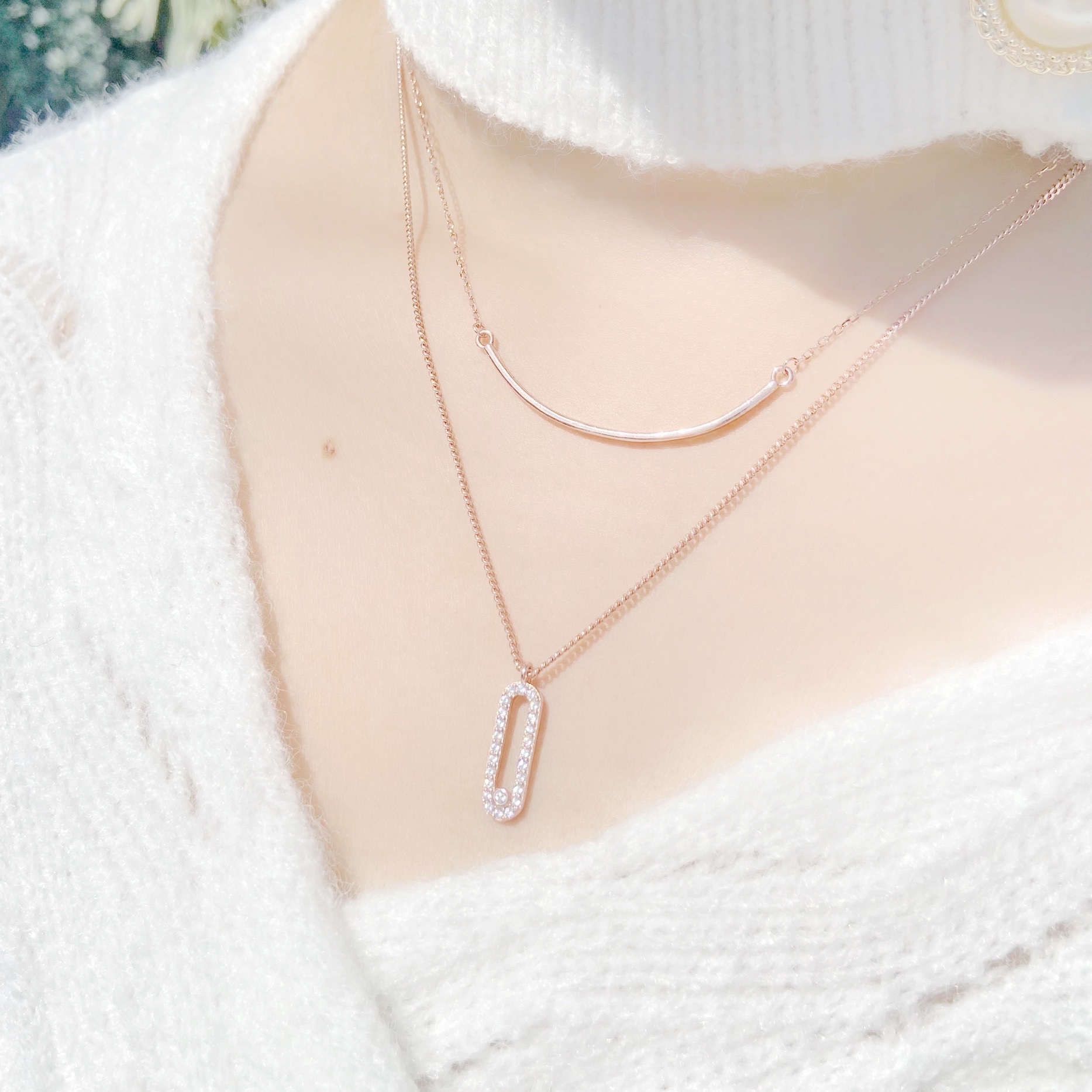 | 925 Silver・White Gold・Rose Gold | Wish Test Tube Double Necklace（Silver / Rose Gold） | NE0425 |