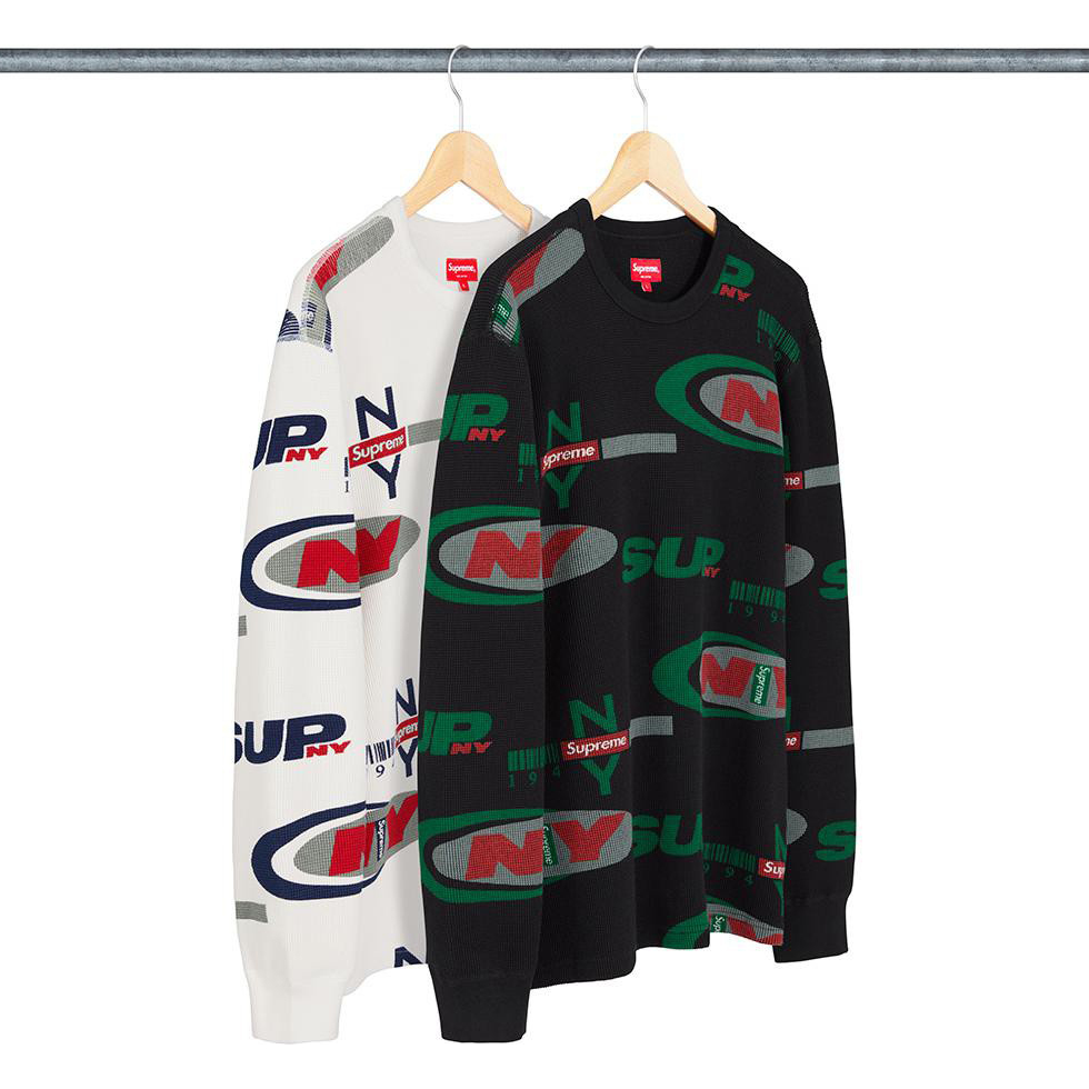 Supreme NY Waffle Thermal top 針織衫 黑-FW18KN32