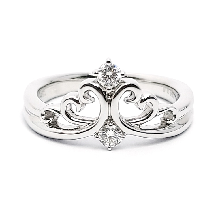 18K 白金天然鑽石戒指