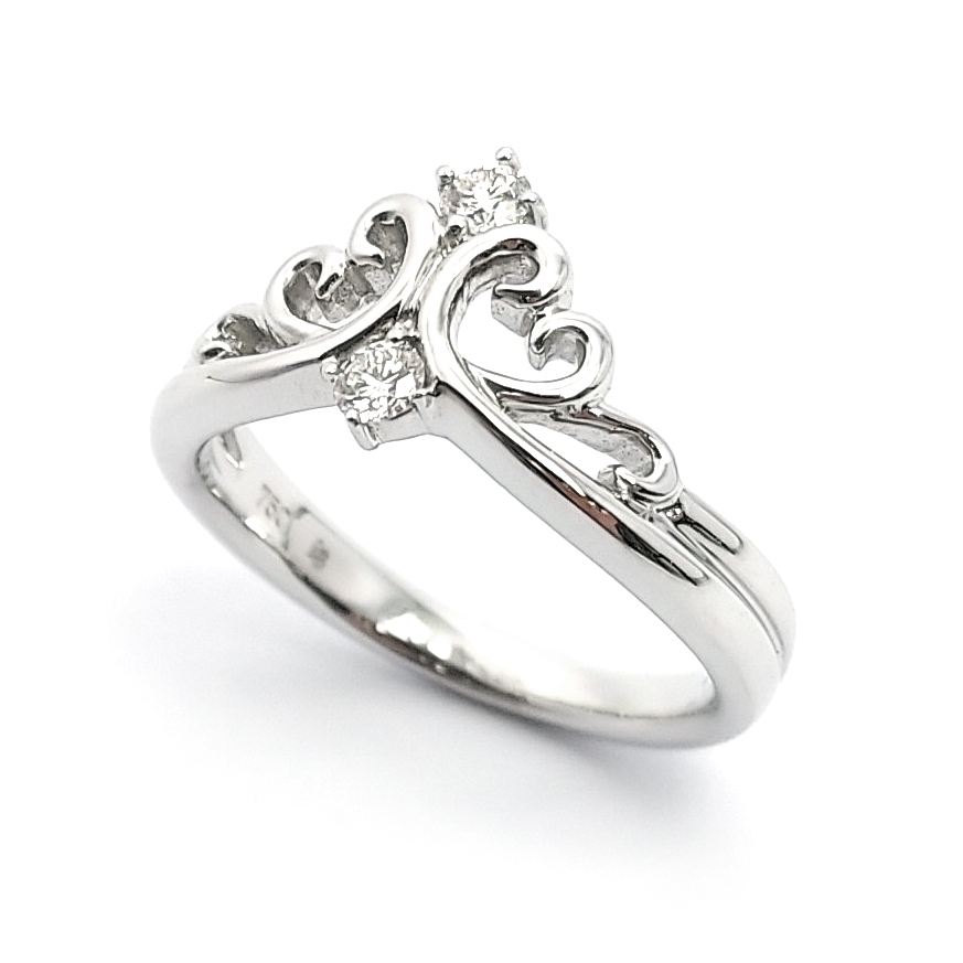 18K 白金天然鑽石戒指