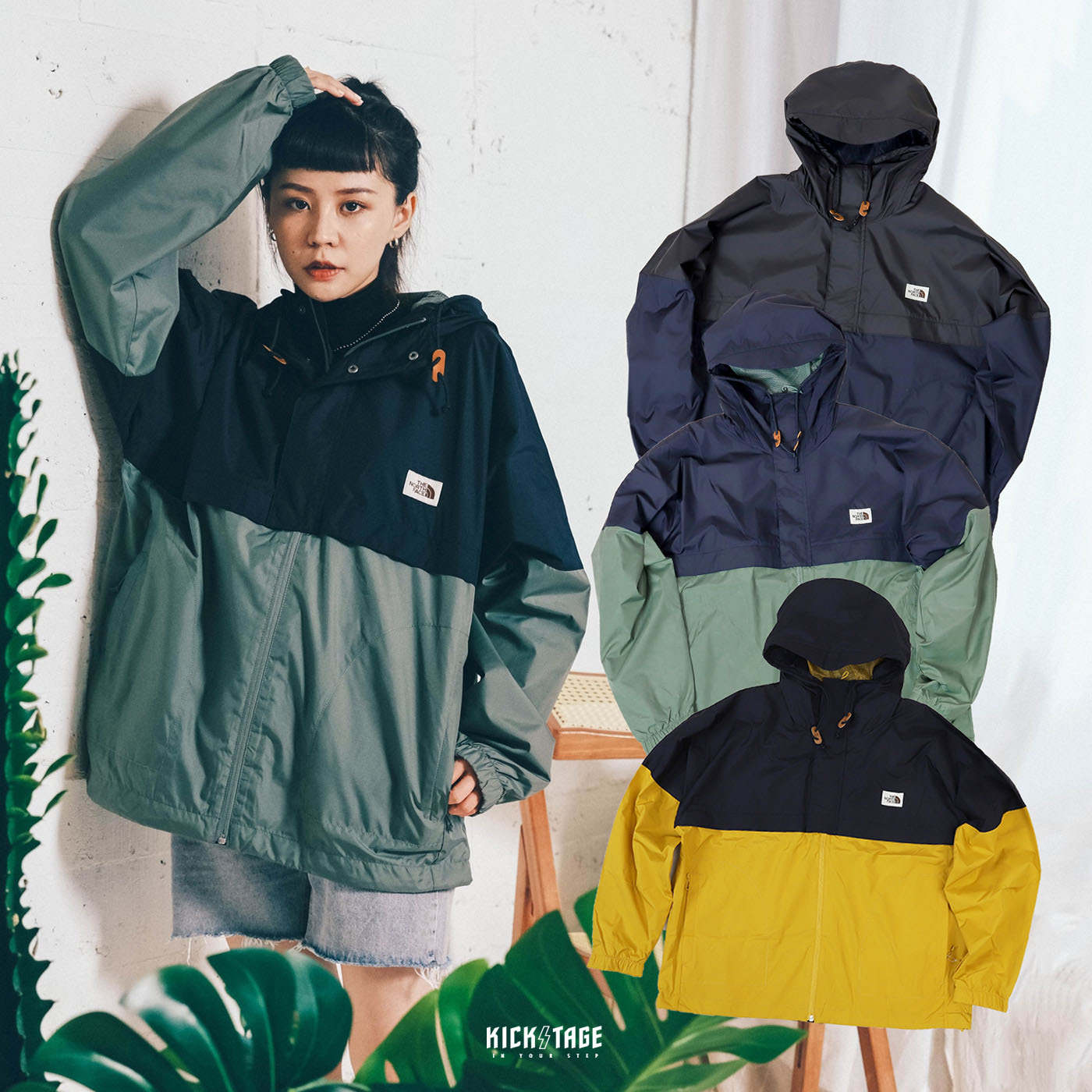 *特價售出不退換* THE NORTH FACE JACKET 深藍綠 黑深藍 深藍黃 小標 拚色 內網眼 防風外套【NF0A5AZM】1029JK