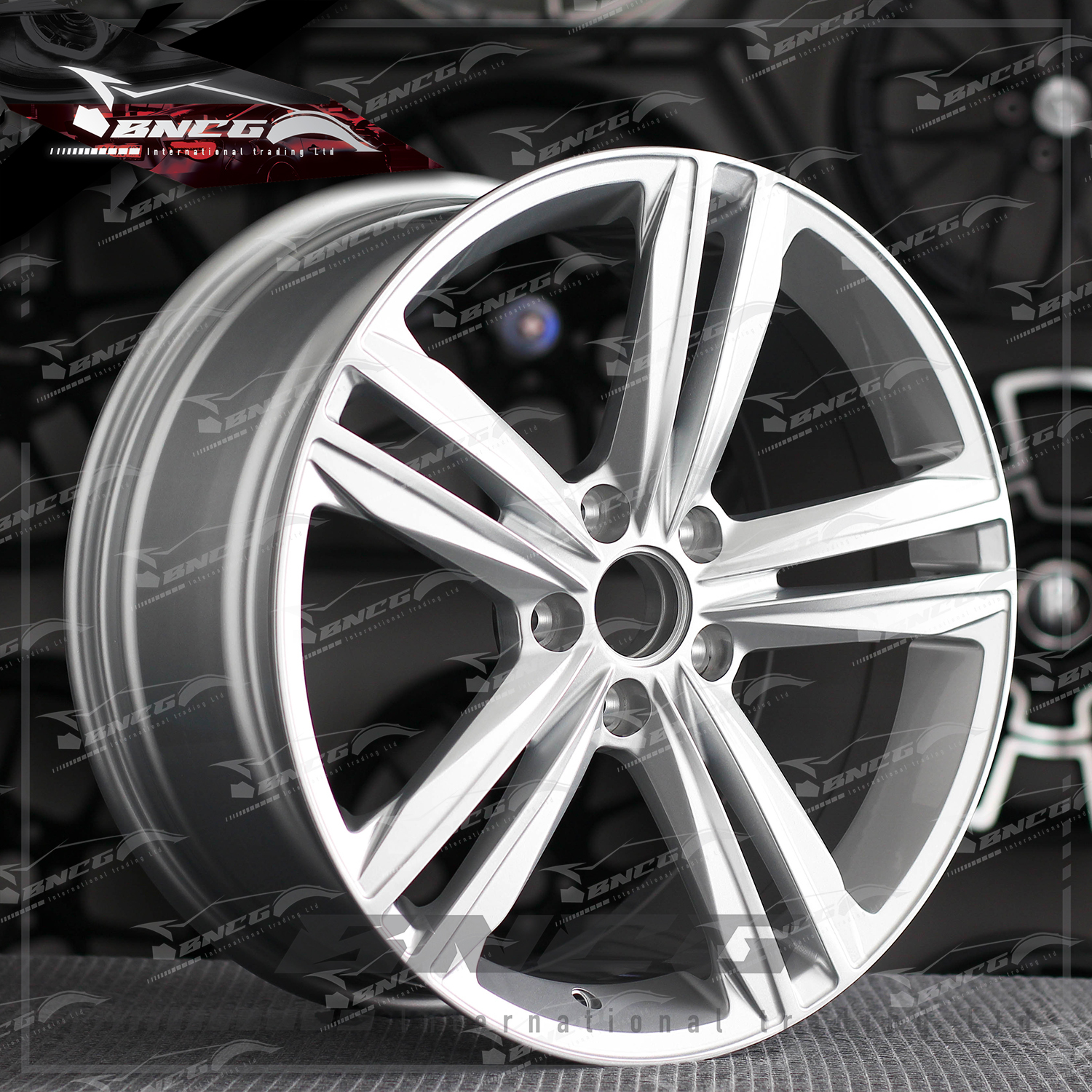 單片式 萬噸鍛造工藝輪圈 銀色直條輻 品牌訂製鋁圈 改裝 高強度 輕量化 客製化 訂製鋁圈