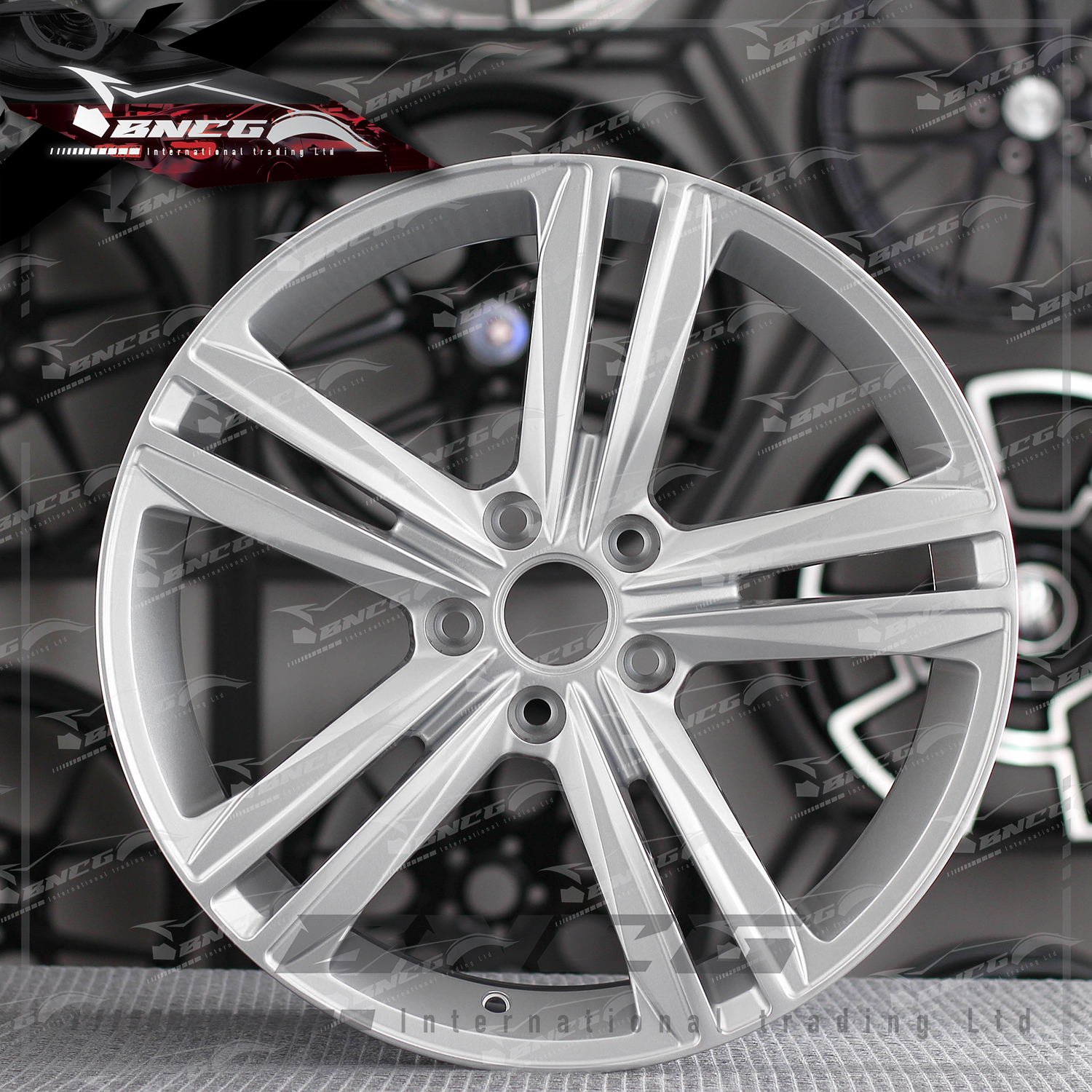 單片式 萬噸鍛造工藝輪圈 銀色直條輻 品牌訂製鋁圈 改裝 高強度 輕量化 客製化 訂製鋁圈