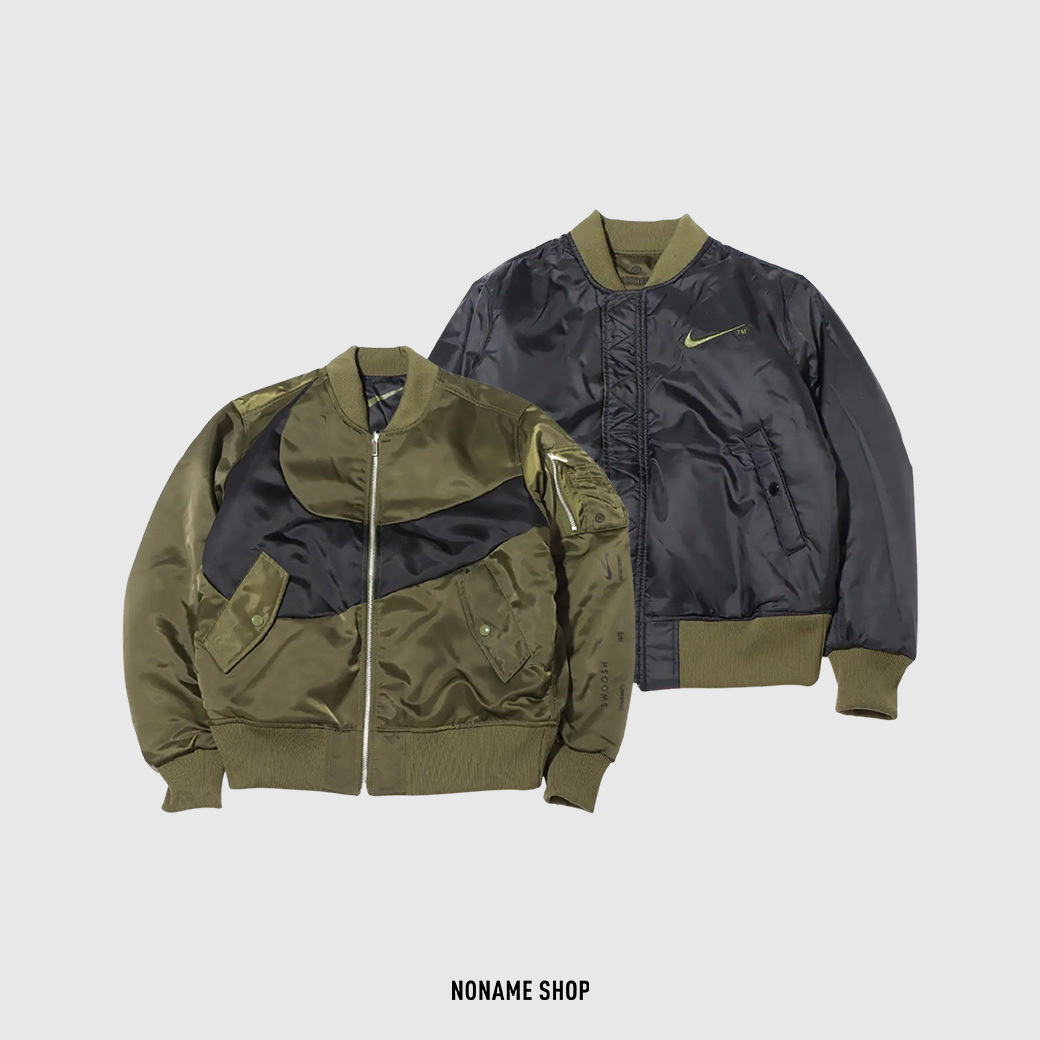 NIKE Sportswear Swoosh Therma-FIT MA-1 飛行夾克 雙面 立領 大勾 夾克 黑綠