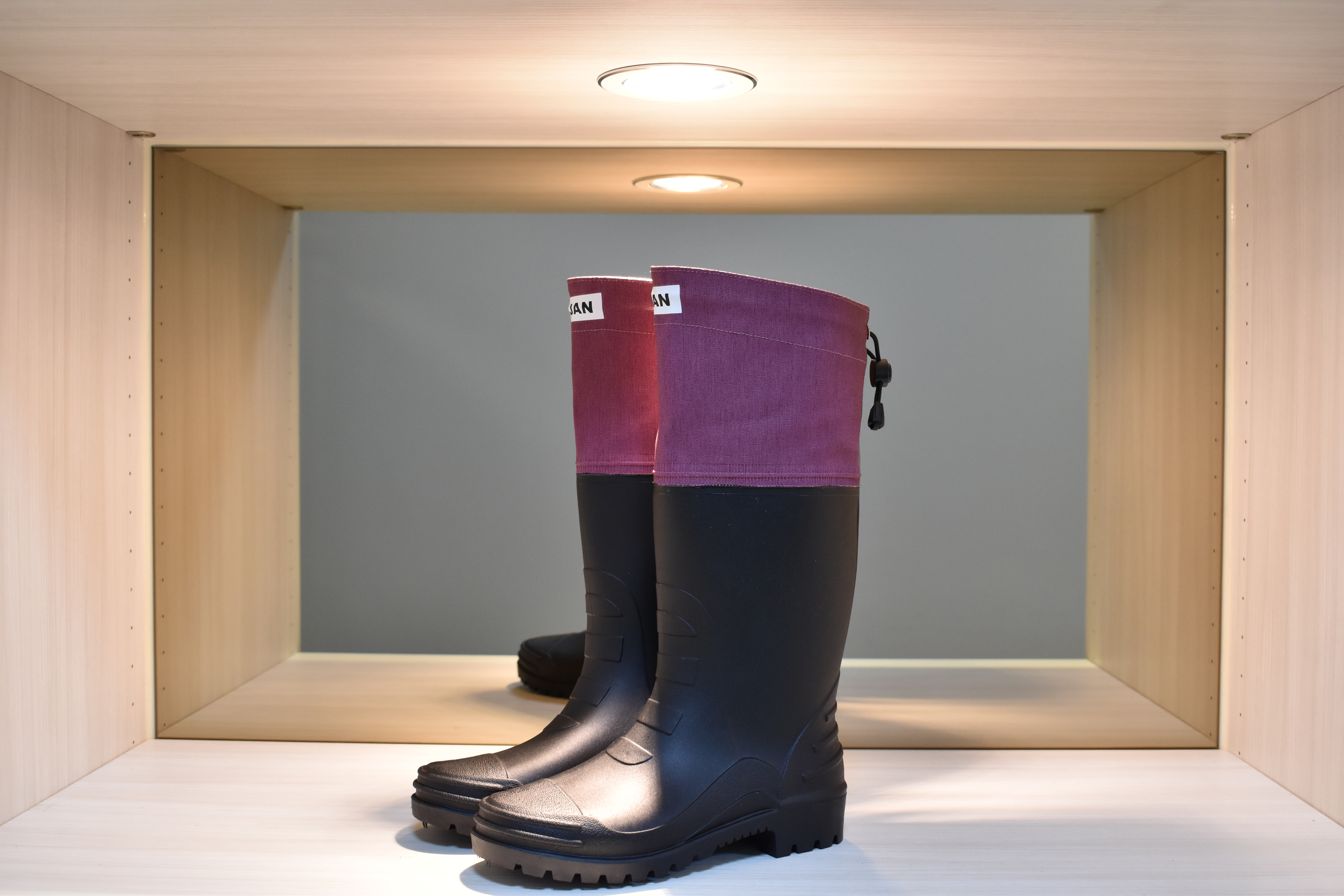 D3 系列 - 後束口設計 - 文青紫可摺式登山雨鞋 (附厚底乳膠鞋墊!)