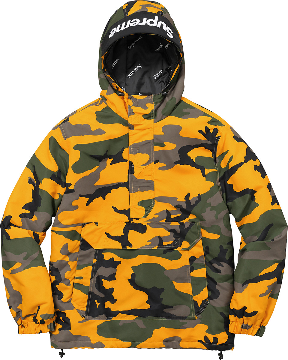 -(B5d03)-SUPREME HOODED LOGO HALF ZIP PULLOVER 半開襟衝鋒衣 布魯克林開幕限定 黃迷彩-FW17J45