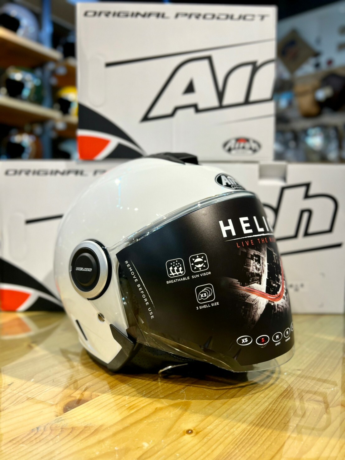 AIROH HELIOS 素色 亮白 3/4罩