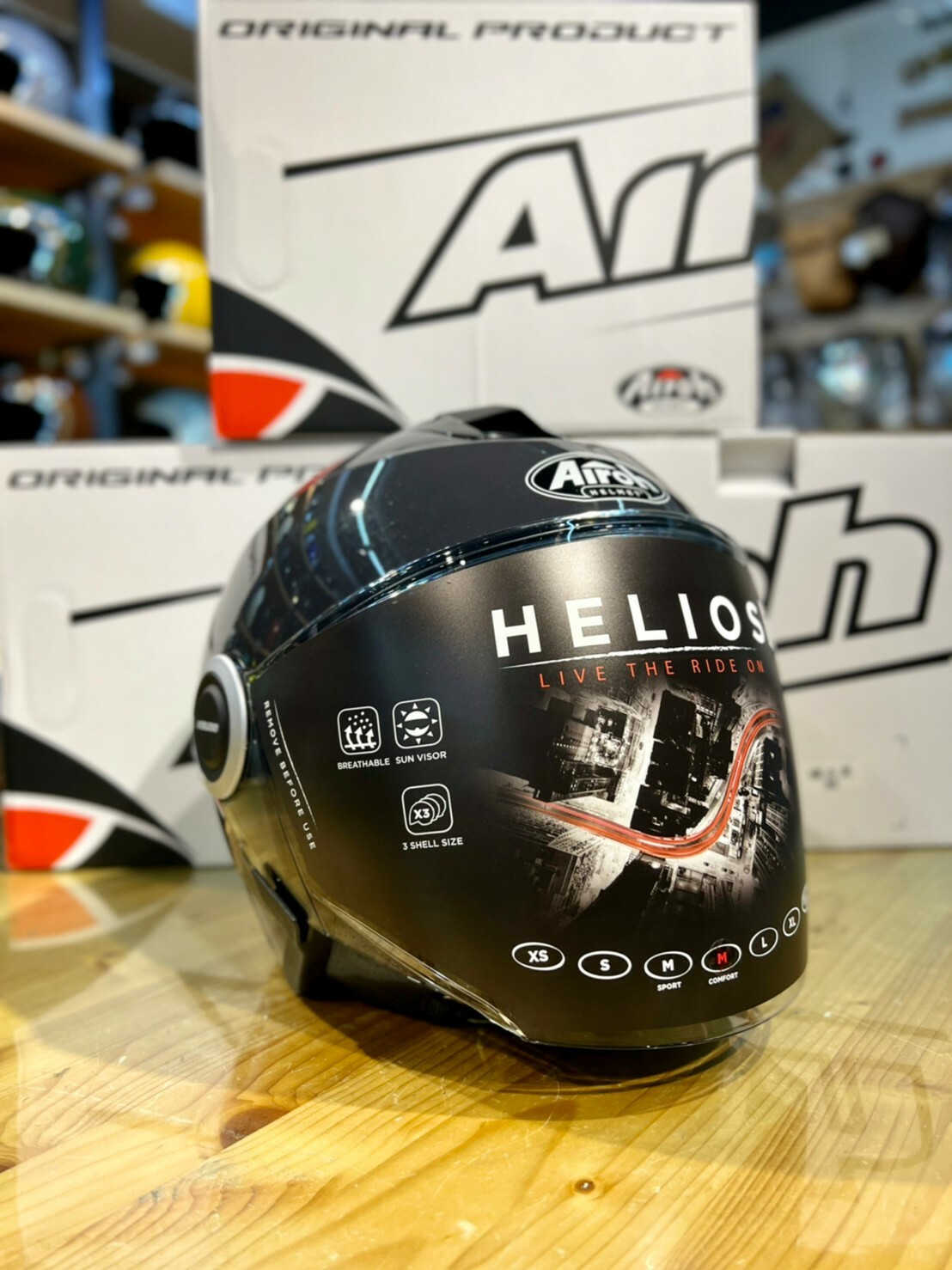 AIROH HELIOS 素色 曜石黑 3/4罩