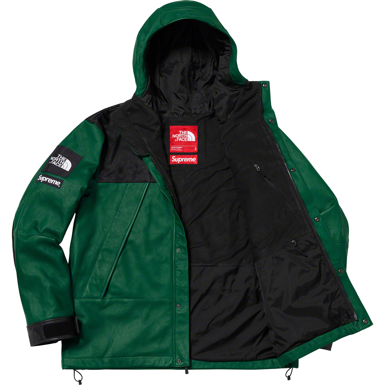 新品 国内正規 青 Supreme North Face Leather SUPREME X The North Face Leather Mountain Parka 皮革外套紅
