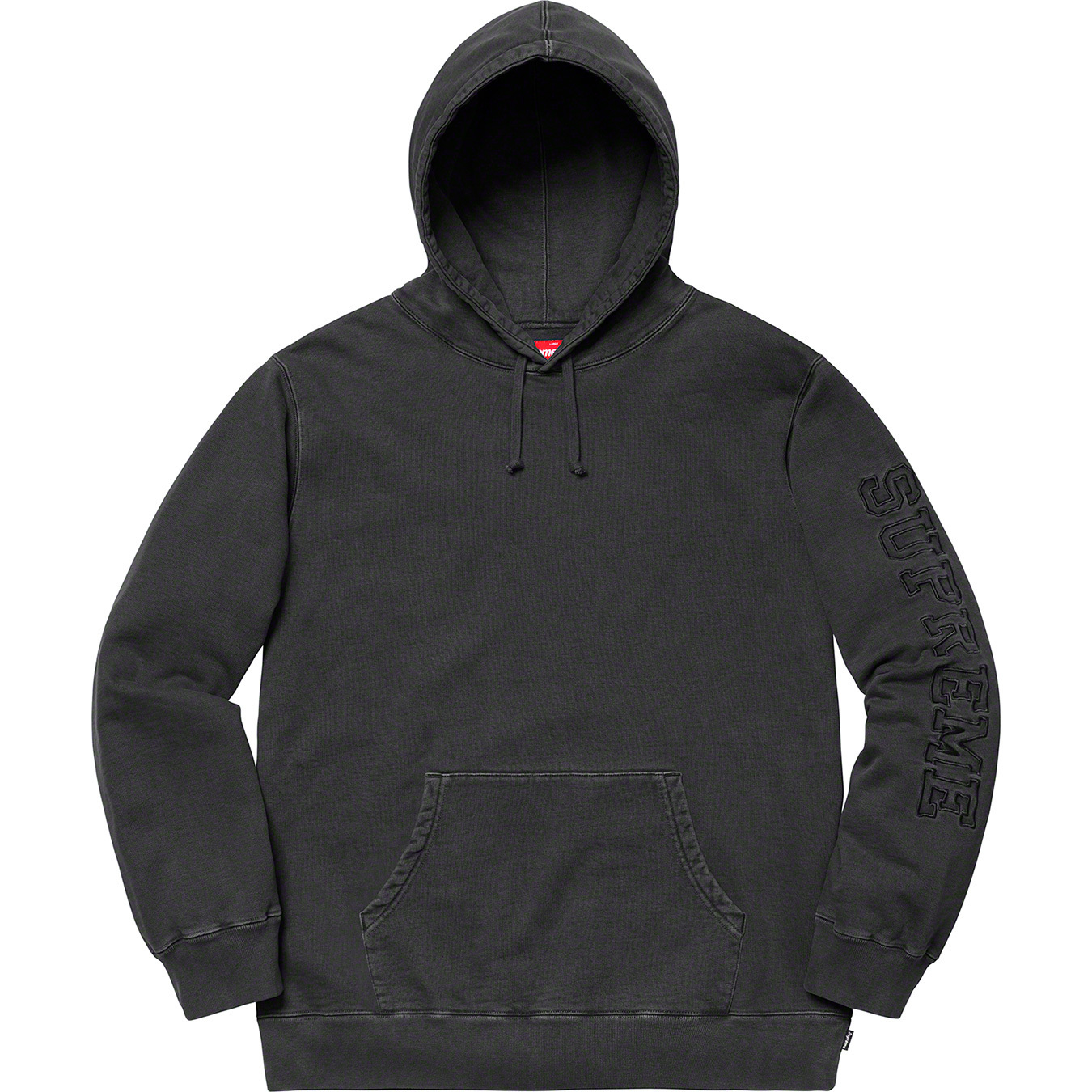 SUPREME OVERDYED HOODED SWEASHIRT 仿舊袖子刺繡LOGO 帽T 黑/洋紅色-