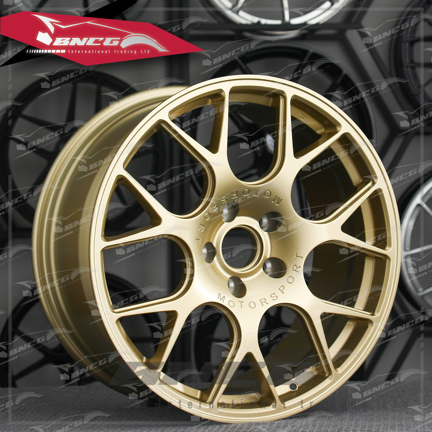 單片式 萬噸鍛造工藝輪圈 金色套色工藝 品牌訂製鋁圈 改裝 高強度 輕量化 客製化 訂製鋁圈