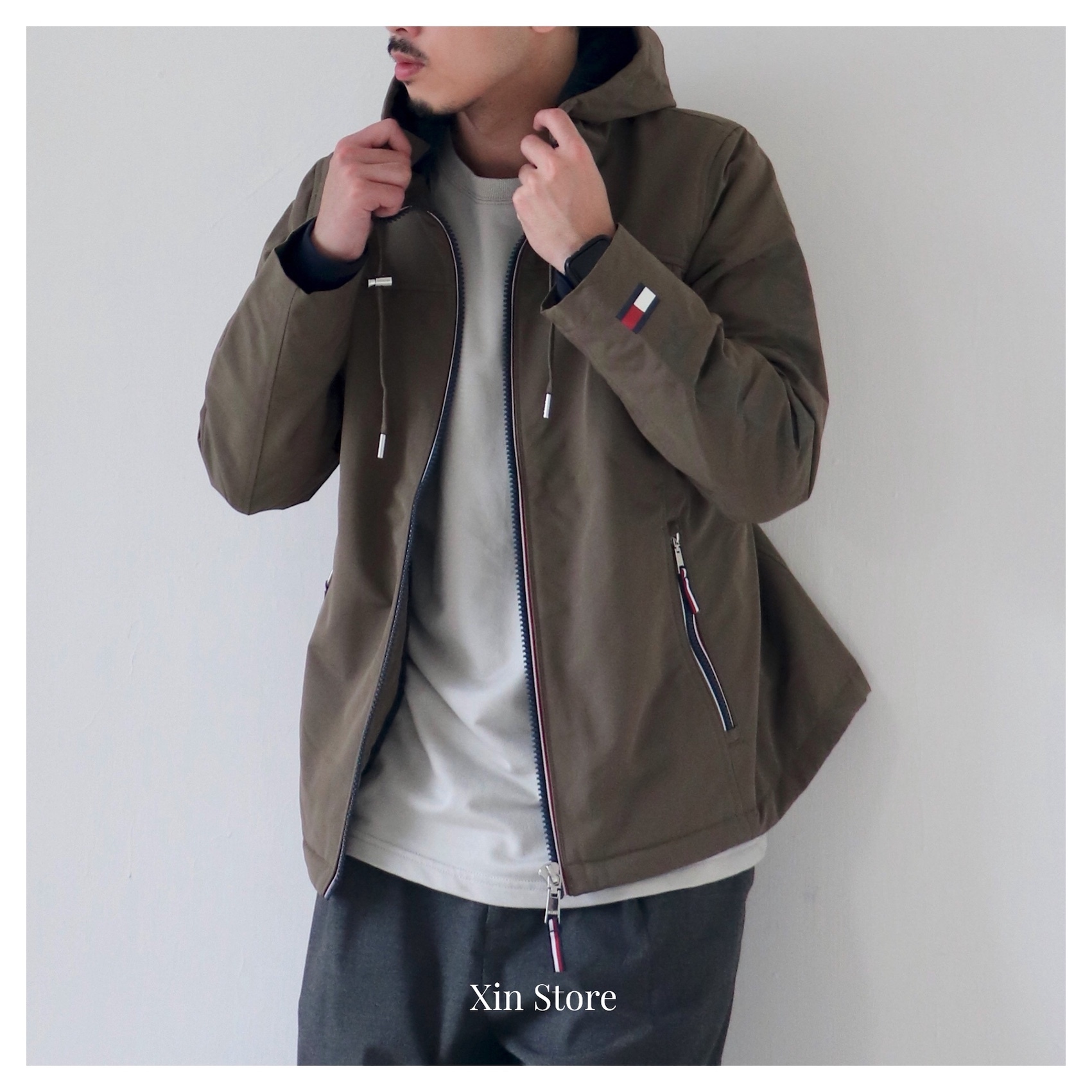 【現貨】Tommy Hilfiger 防風 防潑水 內絨毛 刷毛 保暖 連帽外套 外套 女款 深藍 軍綠