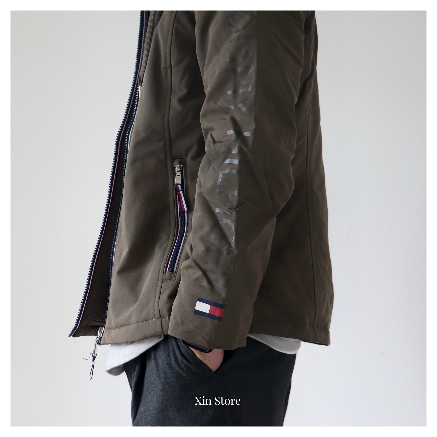 【現貨】Tommy Hilfiger 防風 防潑水 內絨毛 刷毛 保暖 連帽外套 外套 女款 深藍 軍綠