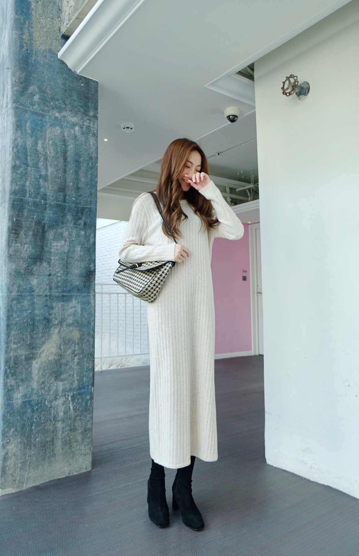 包色推薦超顯瘦質感坑條針織洋