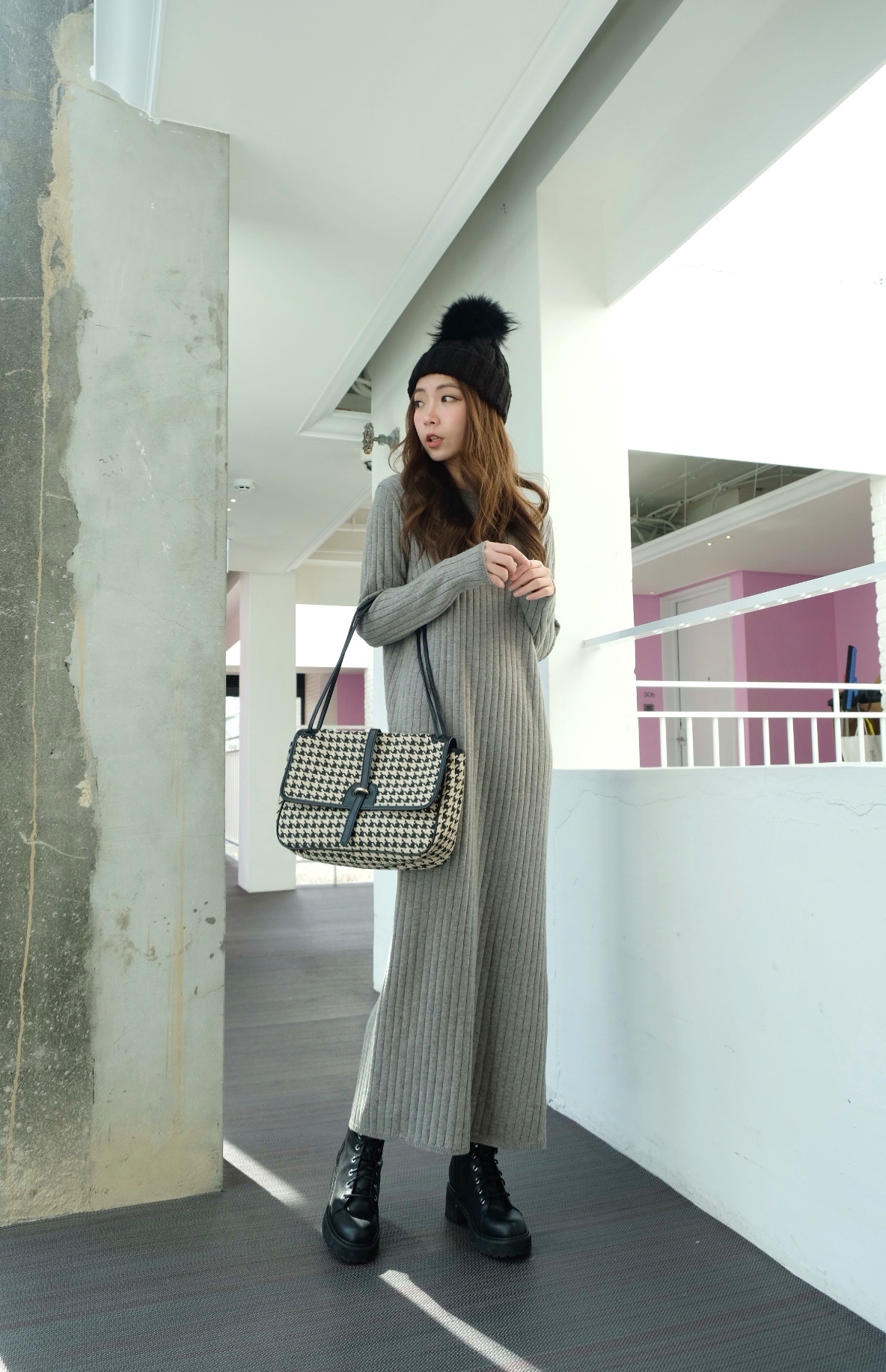 包色推薦超顯瘦質感坑條針織洋