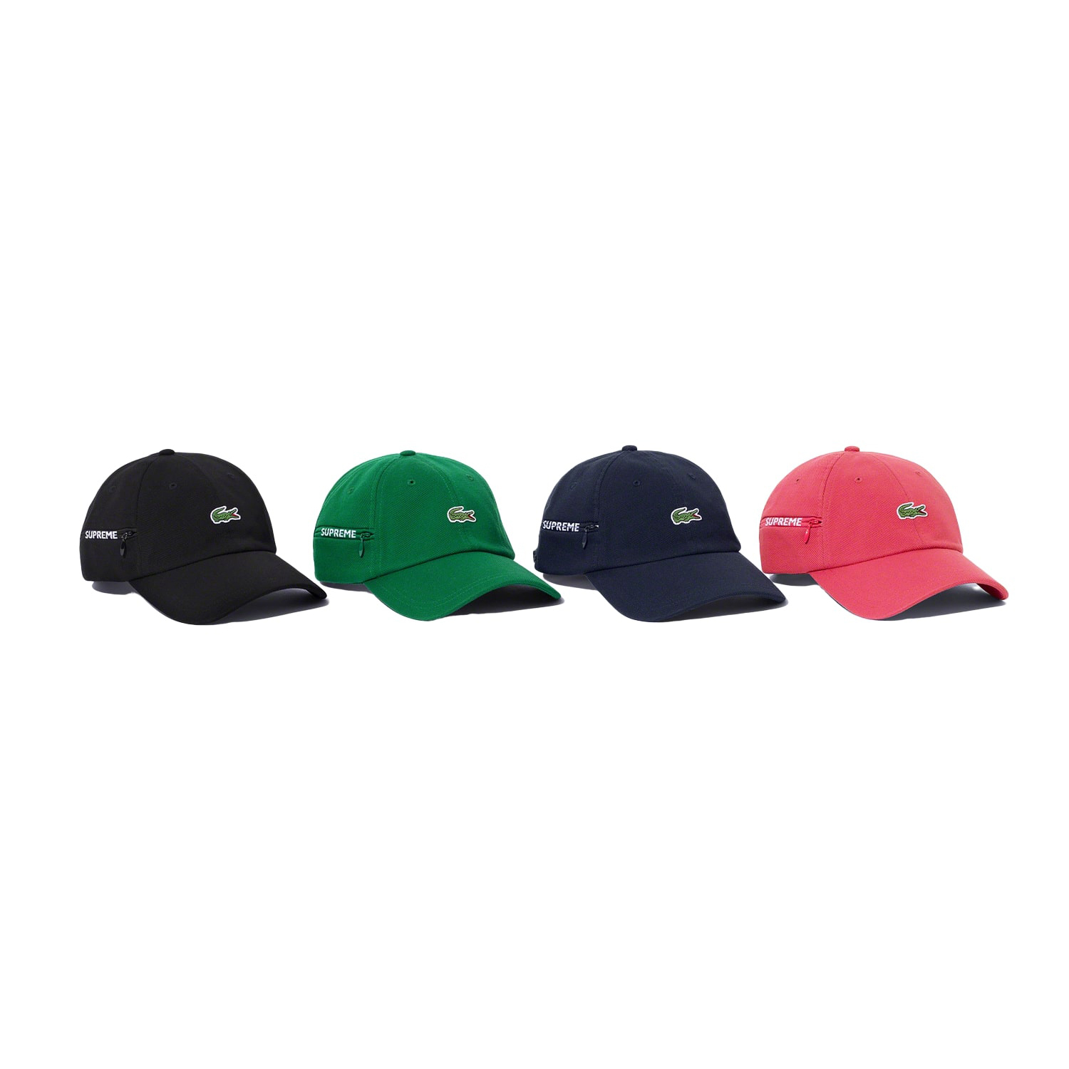 SUPREME LACOSTE PIQUE 6 PANEL 六分割帽 綠/深藍/桃紅-FW19H3