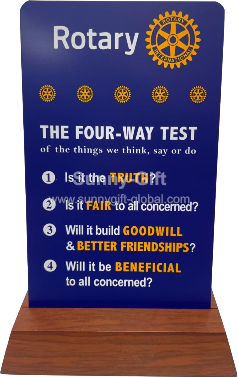 The four way test of Rotary stand up card
