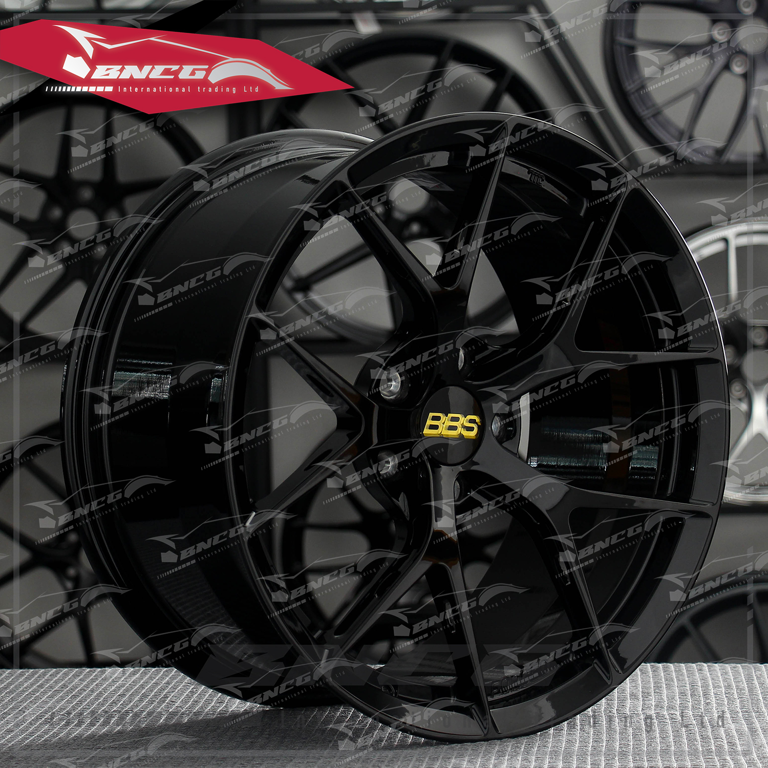 單片式 萬噸鍛造工藝輪圈 BBS 金色標 亮黑套色工藝 品牌訂製鋁圈 改裝 高強度 輕量化 客製化 輪框