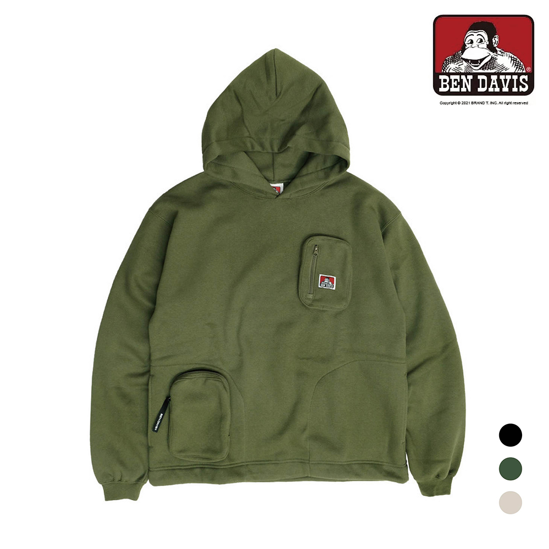 【 BEN DAVIS | 立體拉鍊口袋帽TEE - 3色 】