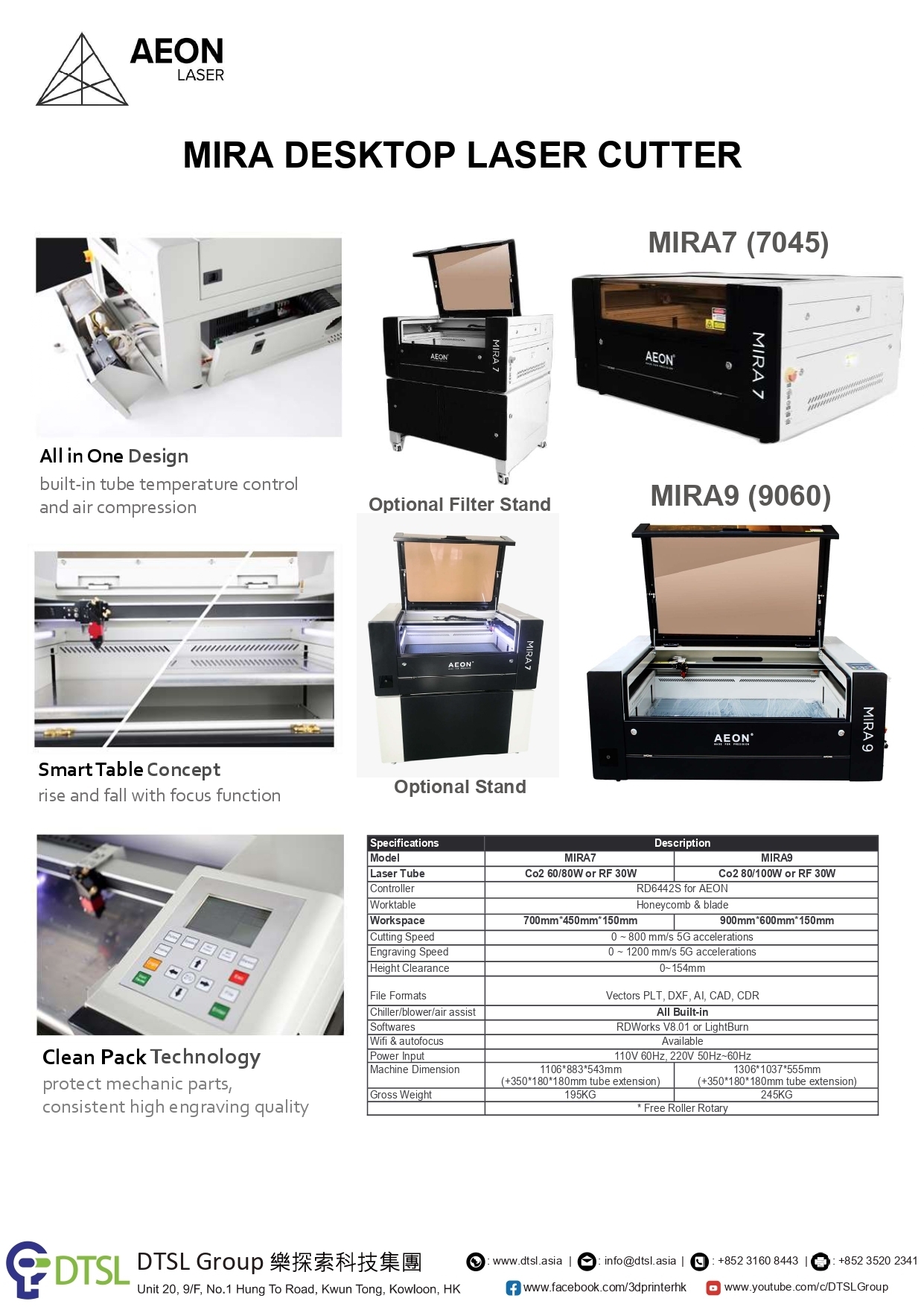 DTSL AEON Laser Mira7 Mira9 Laser Cutter Product Leaflet