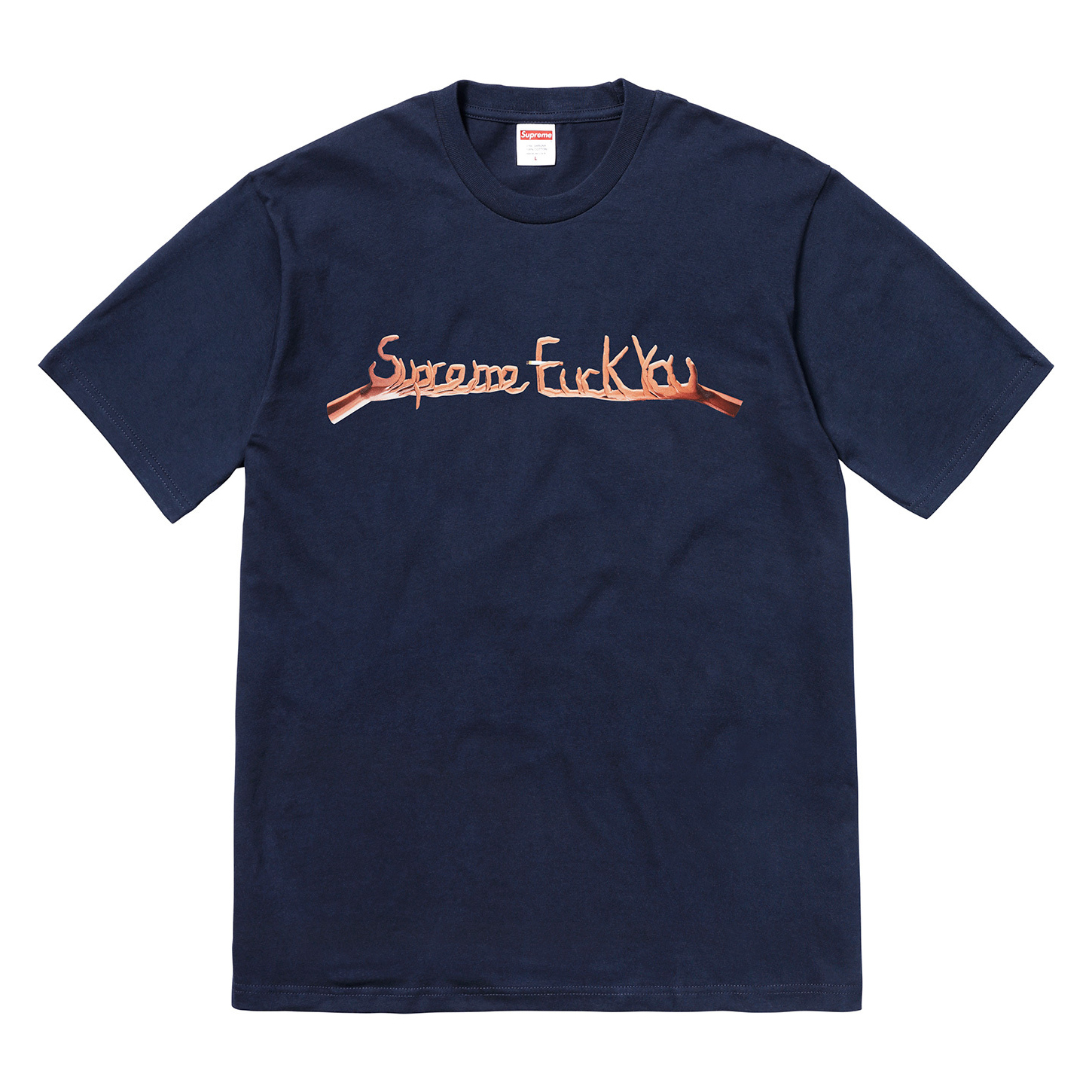SUPREME FUCK YOU TEE 手指字體T 深藍-FW18T22
