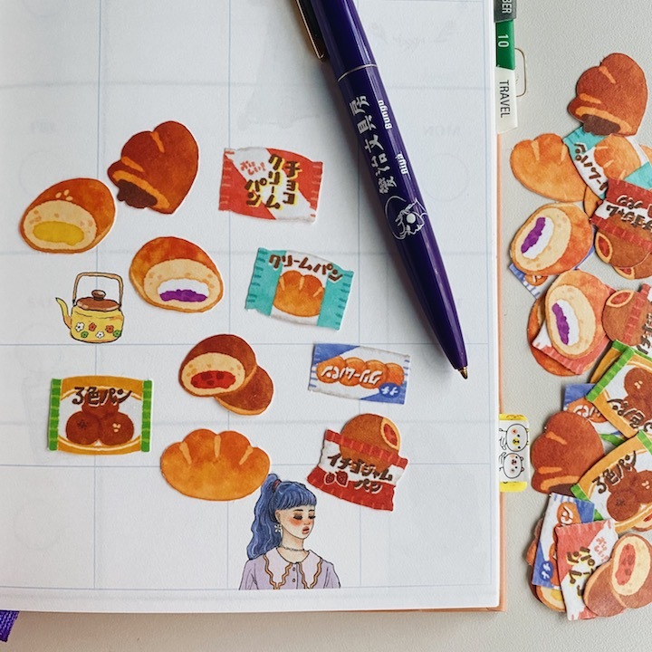 Mind Wave 麵包店貼紙  奶油麵包 夾心麵包 (40枚)