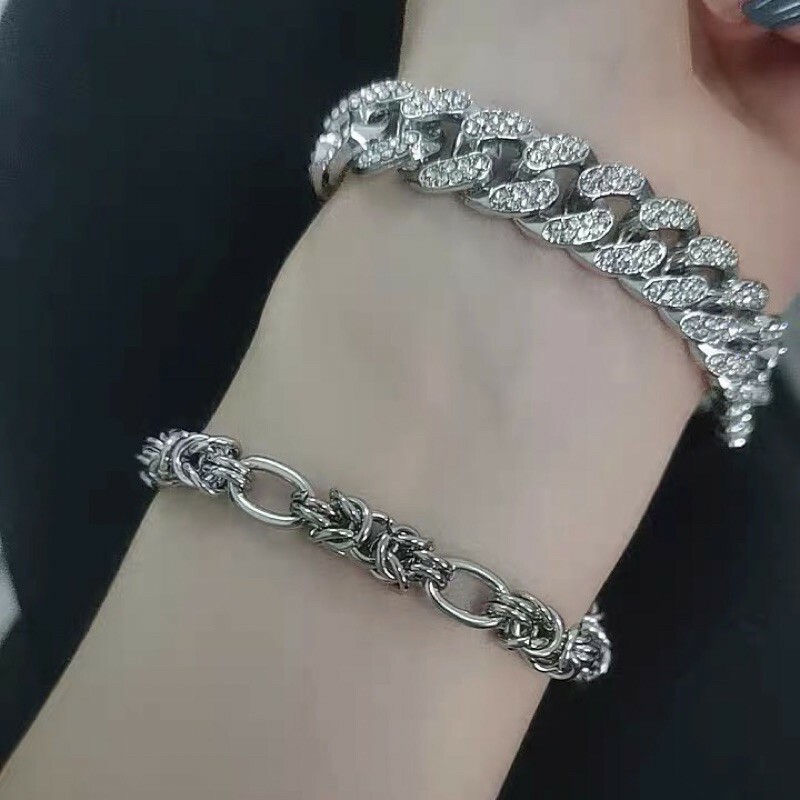 機械扣水鑽手鍊/安全扣/古巴手鍊/VIBE風 現貨