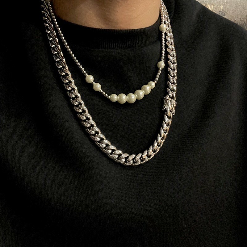 機械扣古巴項鍊/安全扣/12mm/鈦鋼/單一尺寸 現貨