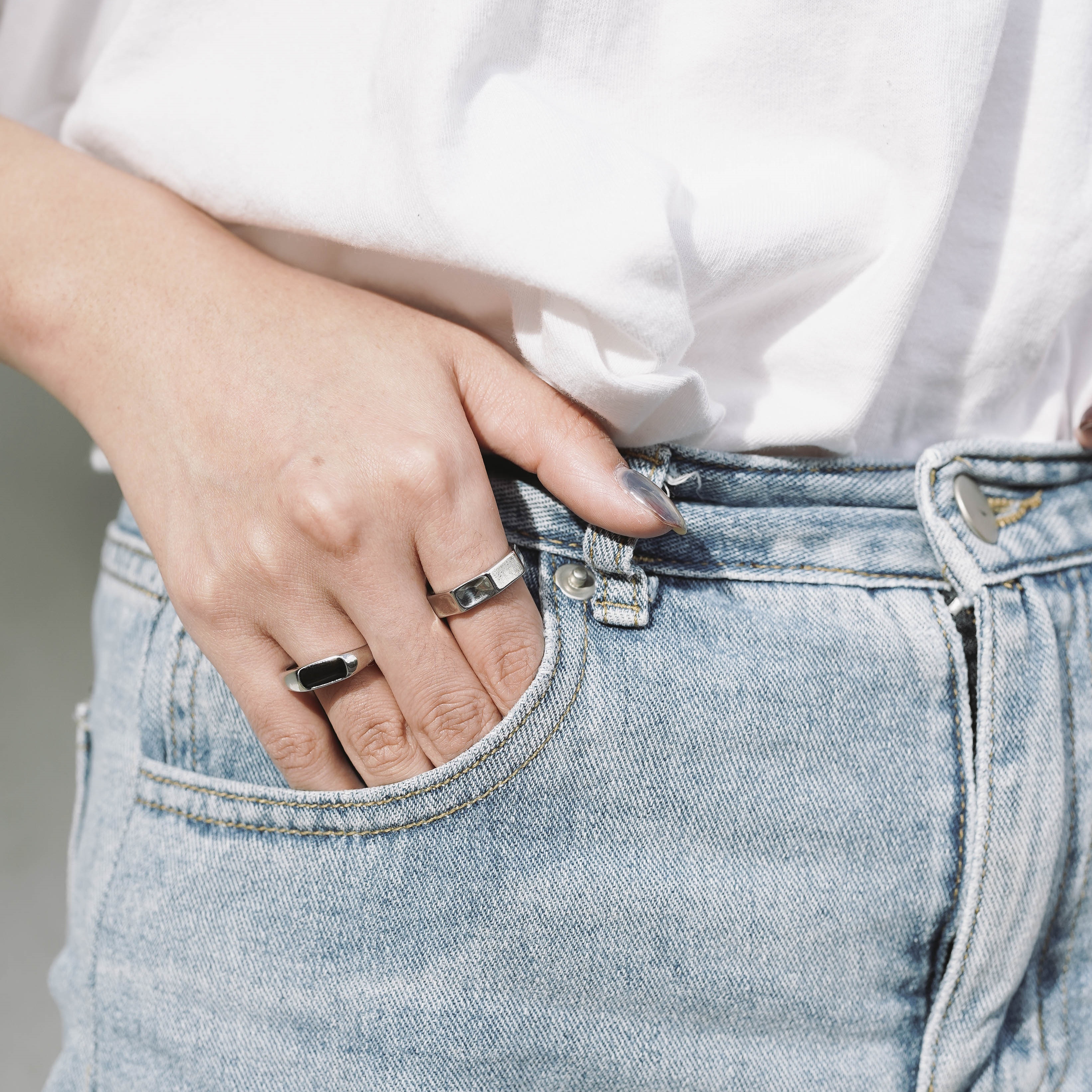 #現貨 (ACCR513) 鋼戒 復古凹面八邊戒