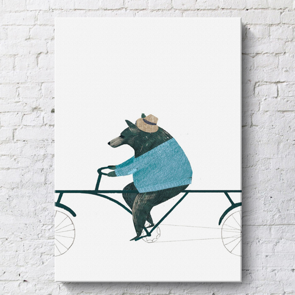 動物卡打車無框掛畫